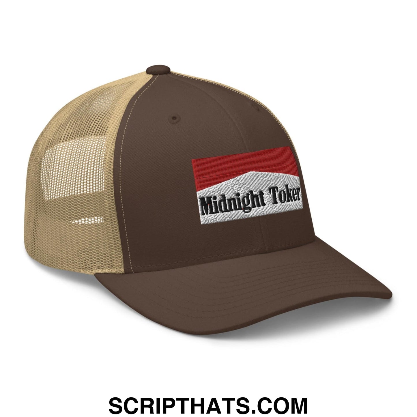 Midnight Toker Retro Trucker Hat Brown Khaki