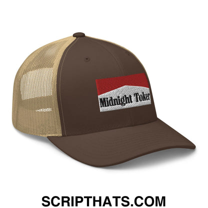 Midnight Toker Retro Trucker Hat Brown Khaki