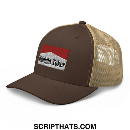Midnight Toker Retro Trucker Hat Brown Khaki