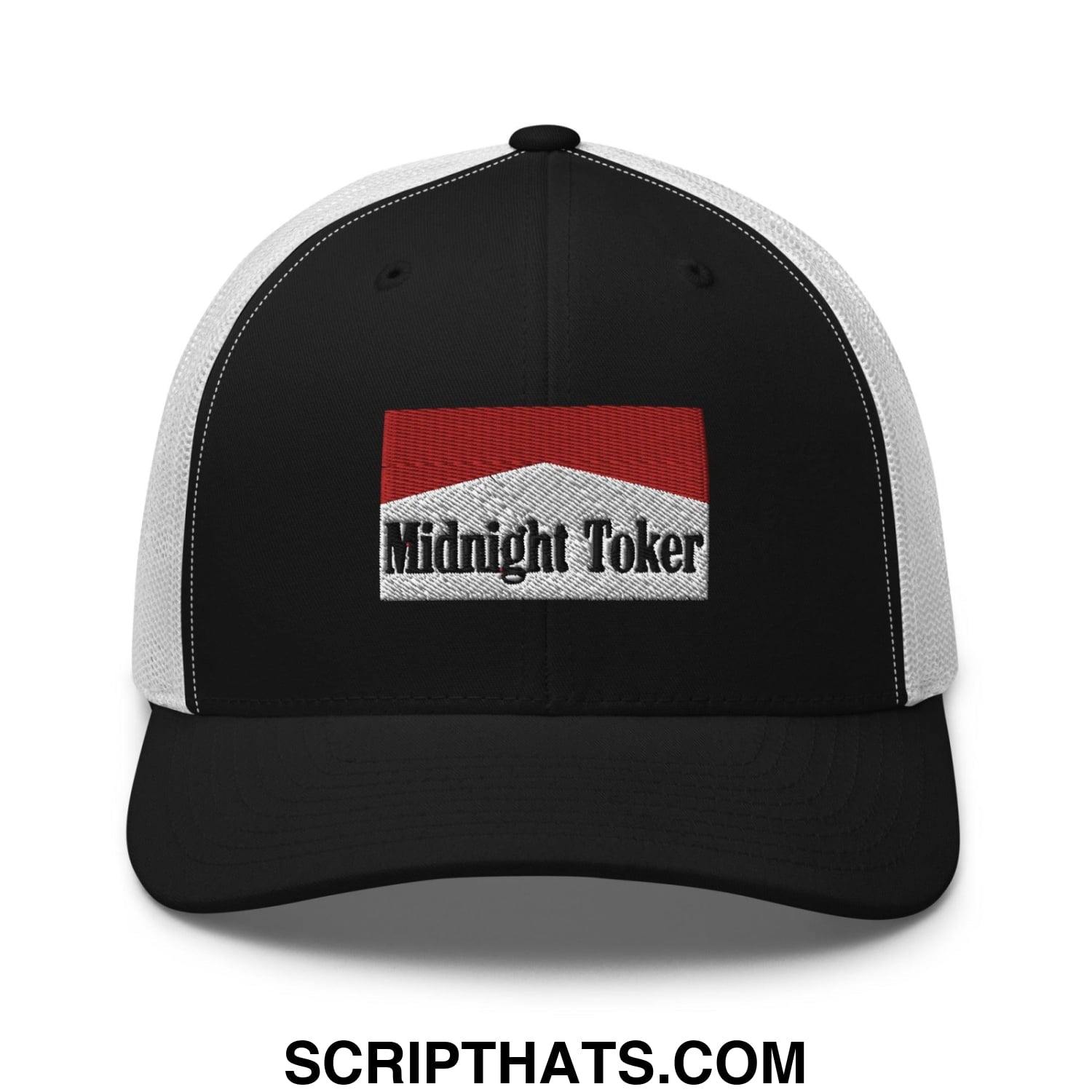 Midnight Toker Retro Trucker Hat Black White
