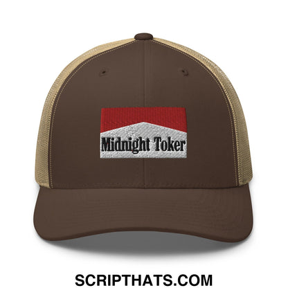 Midnight Toker Retro Trucker Hat Brown Khaki