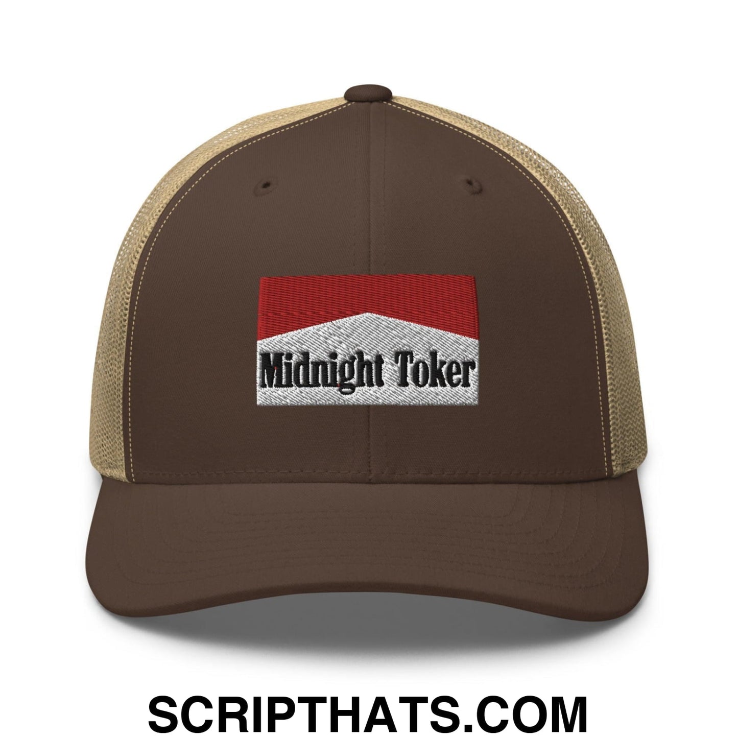 Midnight Toker Retro Trucker Hat Brown Khaki