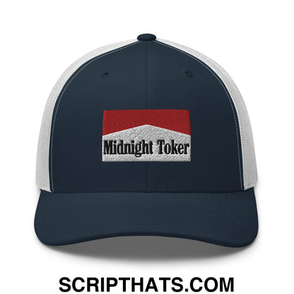 Midnight Toker Retro Trucker Hat Navy White