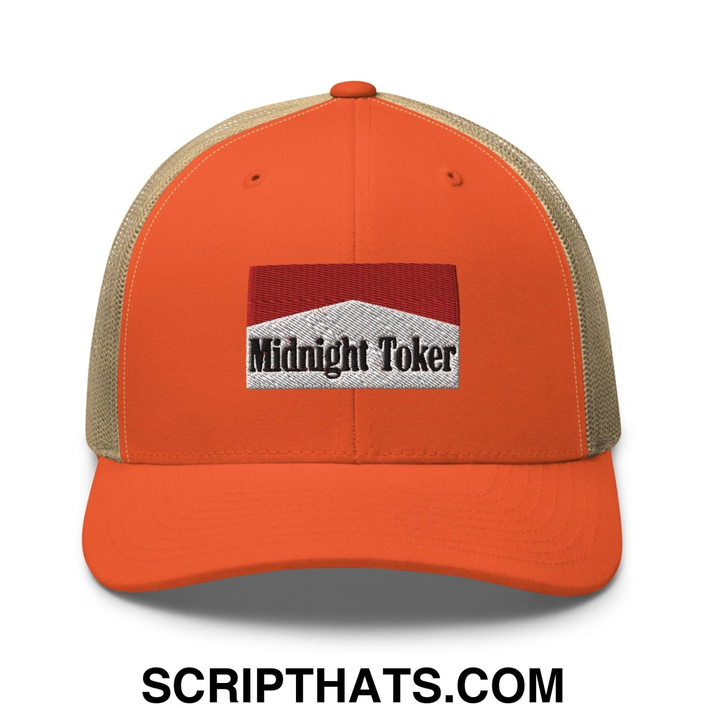 Midnight Toker Retro Trucker Hat Rustic Orange Khaki