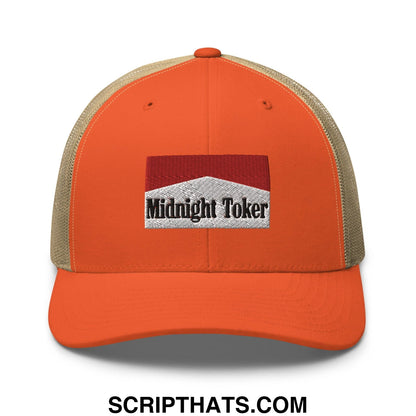 Midnight Toker Retro Trucker Hat Rustic Orange Khaki