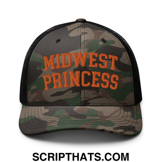 Midwest Princess Orange Camouflage Trucker Hat Camo Black