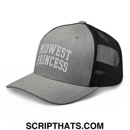 Midwest Princess Varsity Letterman Block Retro Trucker Hat Heather Black