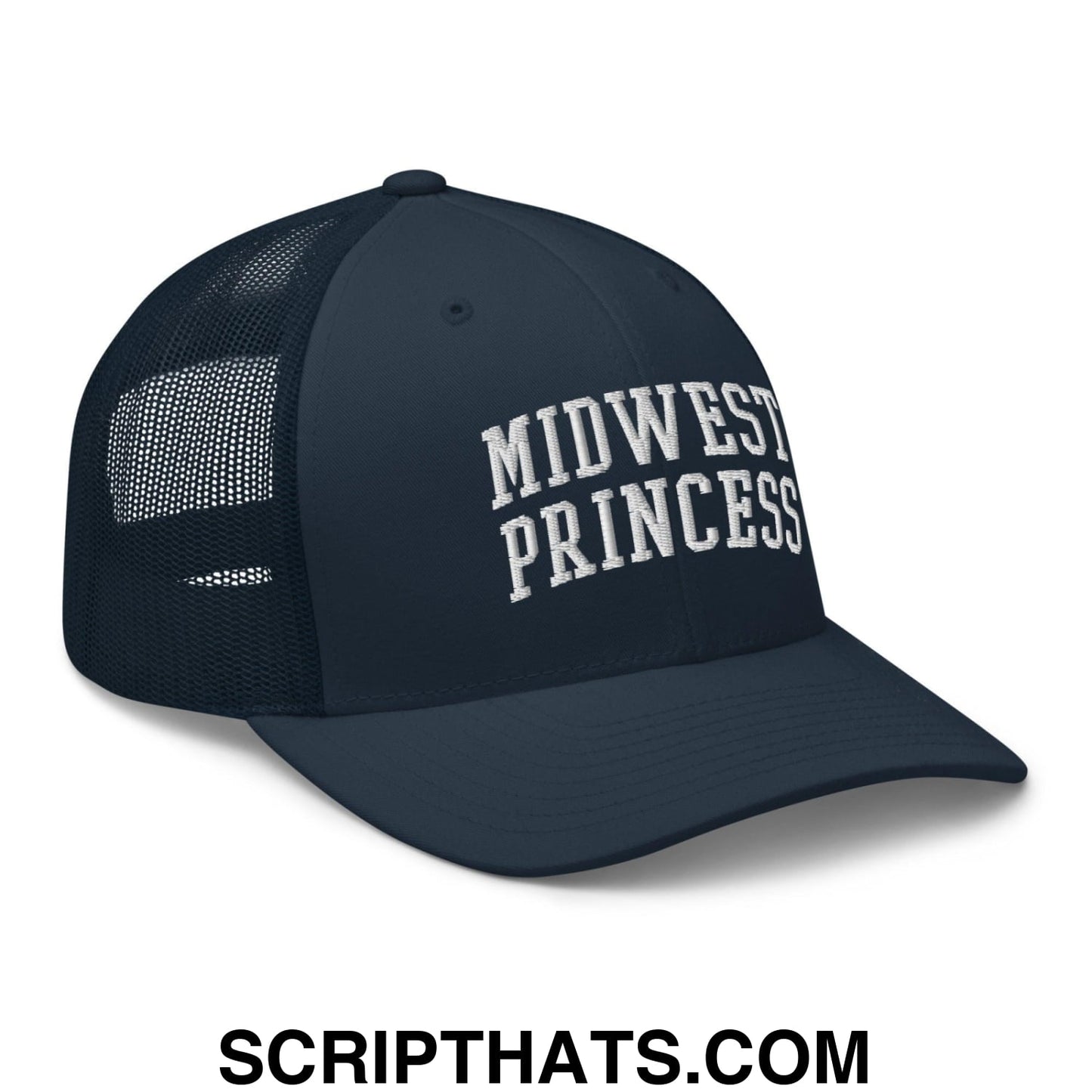 Midwest Princess Varsity Letterman Block Retro Trucker Hat Navy