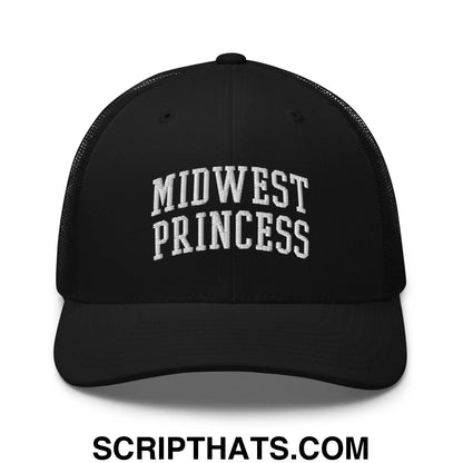 Midwest Princess Varsity Letterman Block Retro Trucker Hat Black