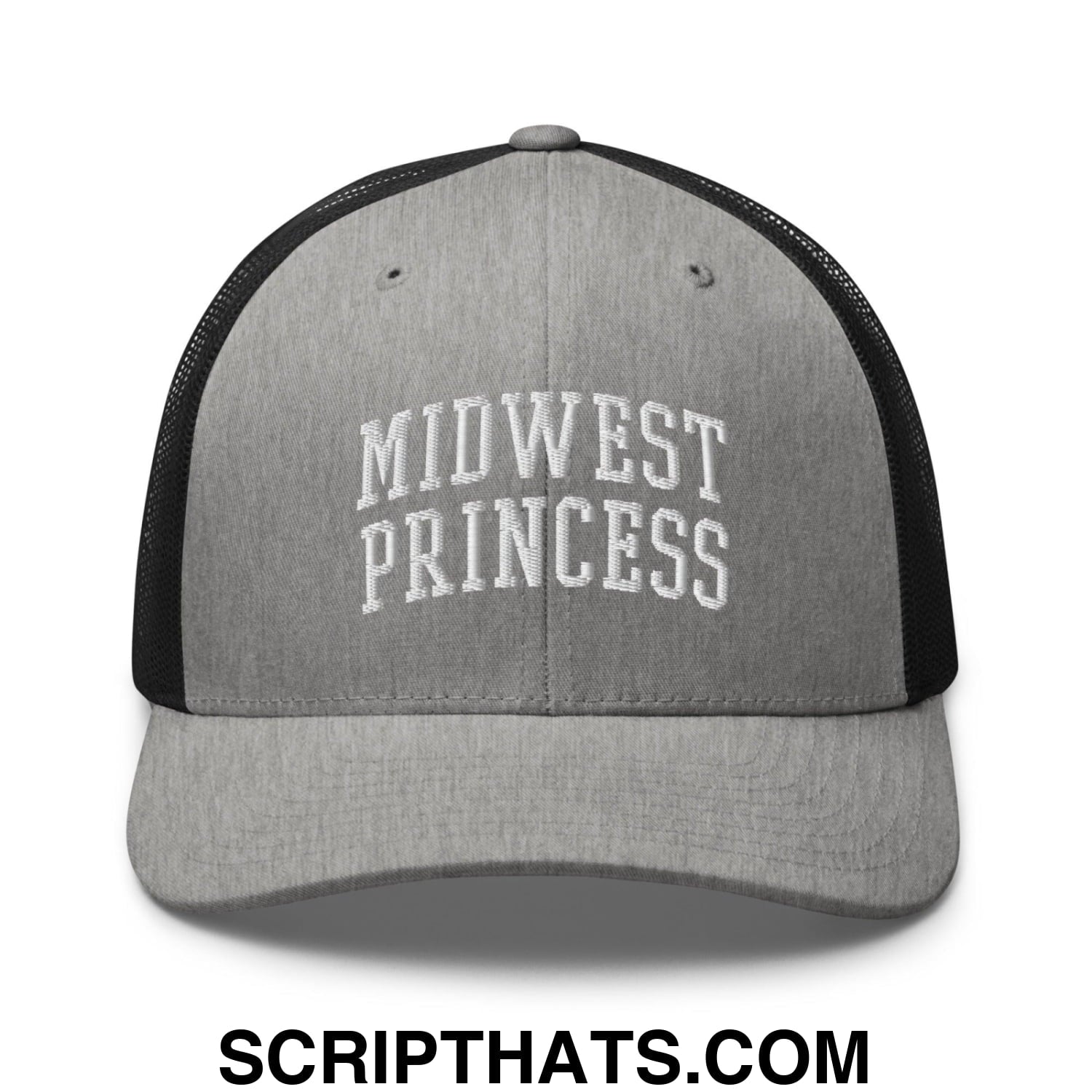 Midwest Princess Varsity Letterman Block Retro Trucker Hat Heather Black