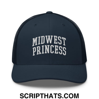Midwest Princess Varsity Letterman Block Retro Trucker Hat Navy