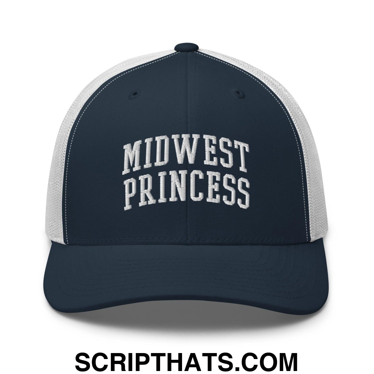 Midwest Princess Varsity Letterman Block Retro Trucker Hat Navy White