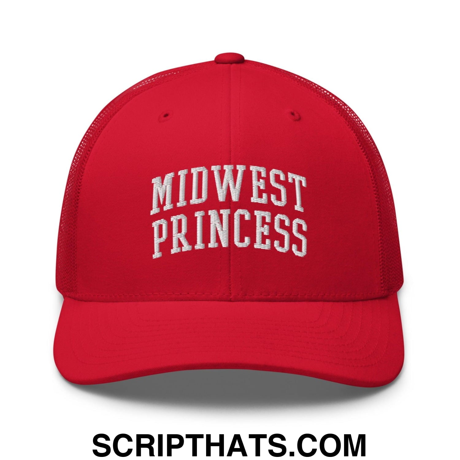 Midwest Princess Varsity Letterman Block Retro Trucker Hat Red