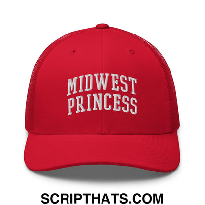 Midwest Princess Varsity Letterman Block Retro Trucker Hat Red