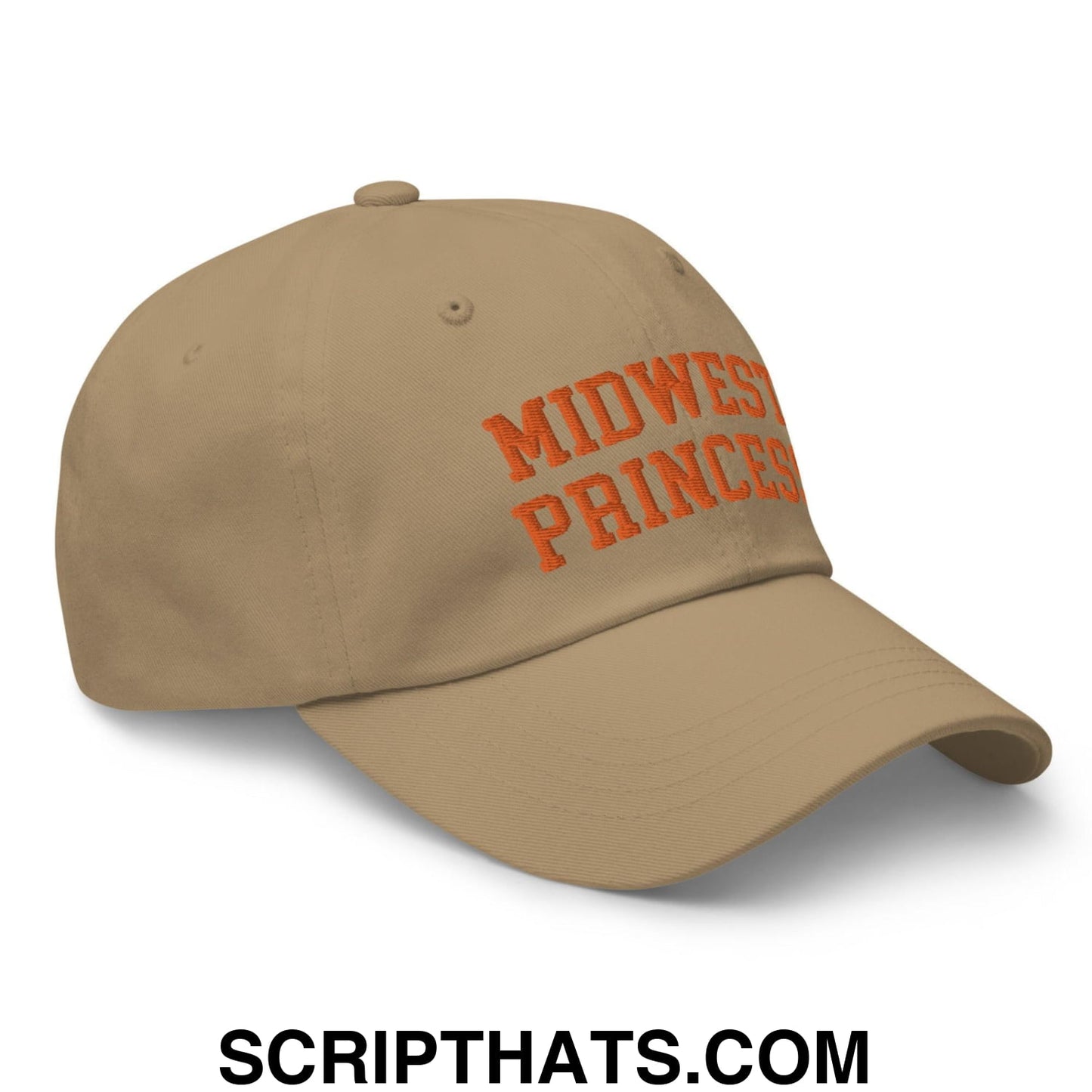 Midwest Princess Varsity Letterman Dad Hat Orange Khaki
