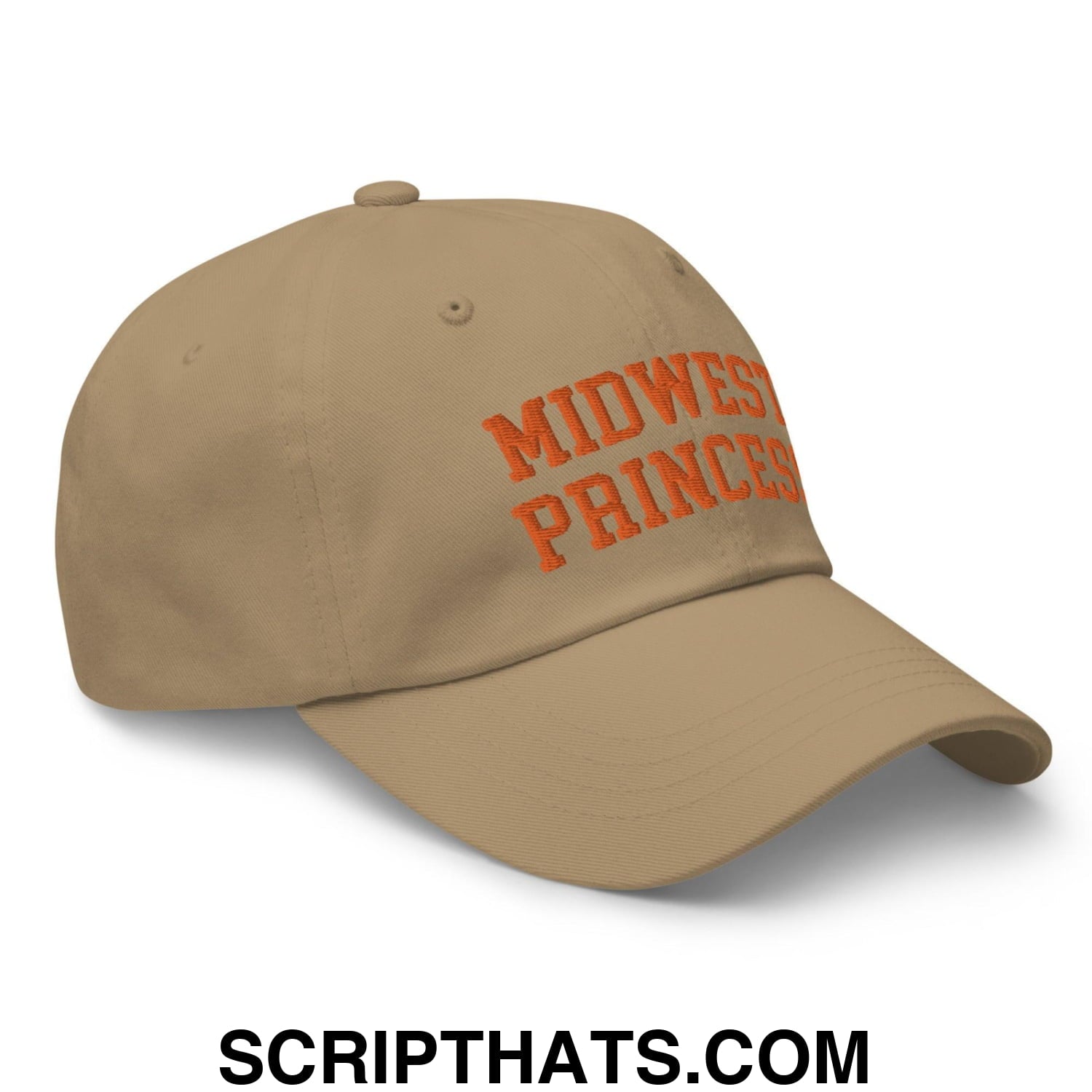 Midwest Princess Varsity Letterman Dad Hat Orange Khaki