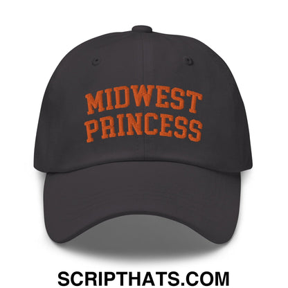 Midwest Princess Varsity Letterman Dad Hat Orange Dark Grey
