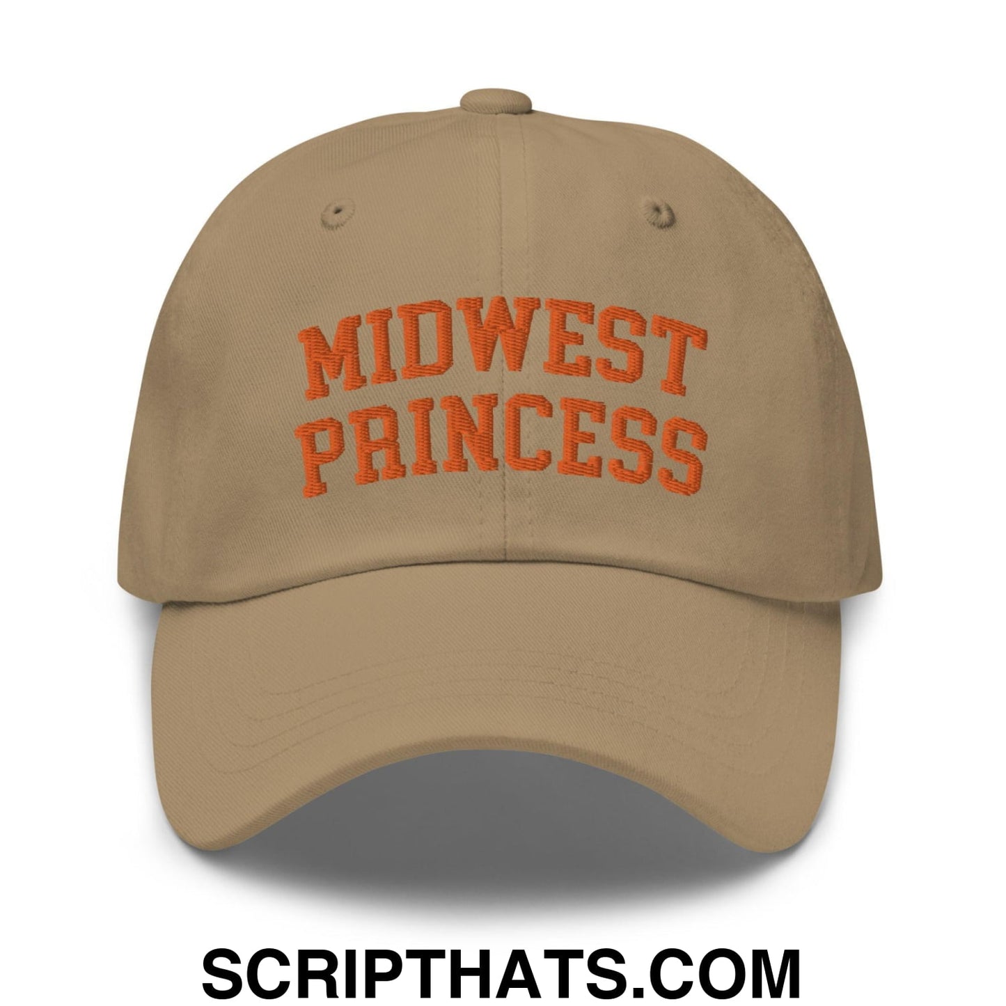 Midwest Princess Varsity Letterman Dad Hat Orange Khaki