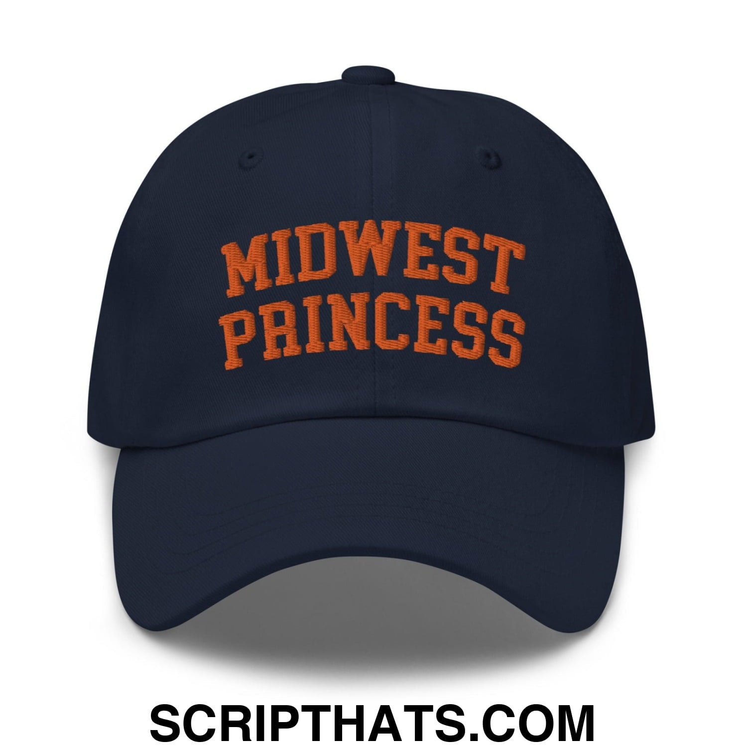 Midwest Princess Varsity Letterman Dad Hat Orange Navy