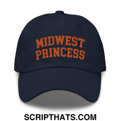 Midwest Princess Varsity Letterman Dad Hat Orange Navy