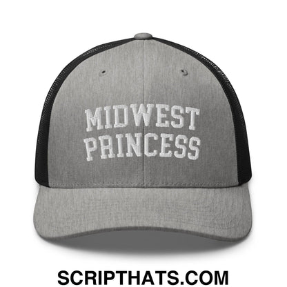 Midwest Princess Varsity Letterman Retro Trucker Hat Heather Black
