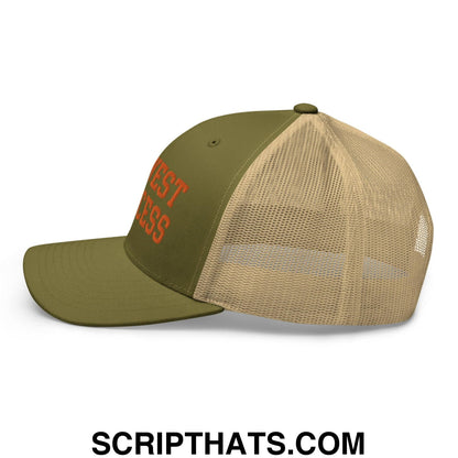 Midwest Princess Varsity Letterman Retro Trucker Hat Orange Moss Khaki