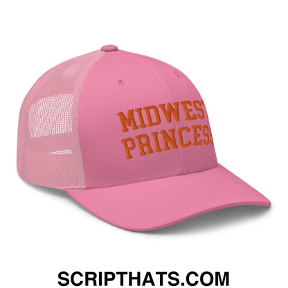 Midwest Princess Varsity Letterman Retro Trucker Hat Orange Pink
