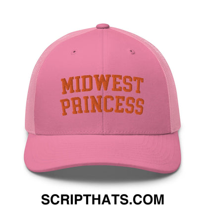Midwest Princess Varsity Letterman Retro Trucker Hat Orange Pink