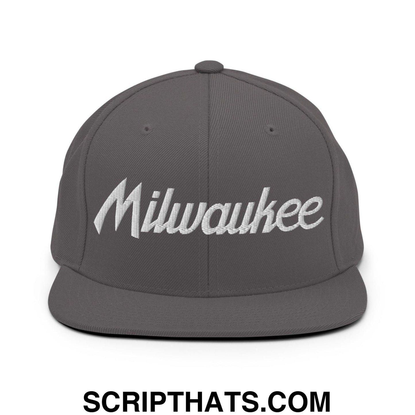 Milwaukee Script Snapback Hat Dark Grey