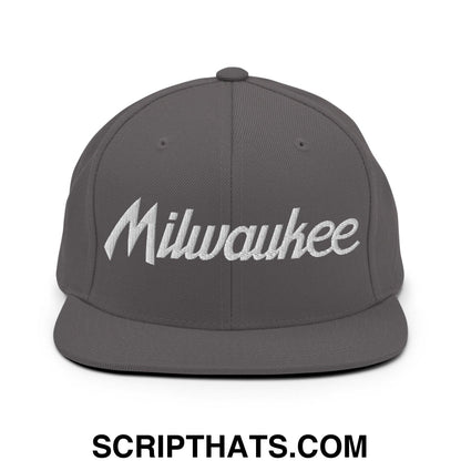 Milwaukee Script Snapback Hat Dark Grey