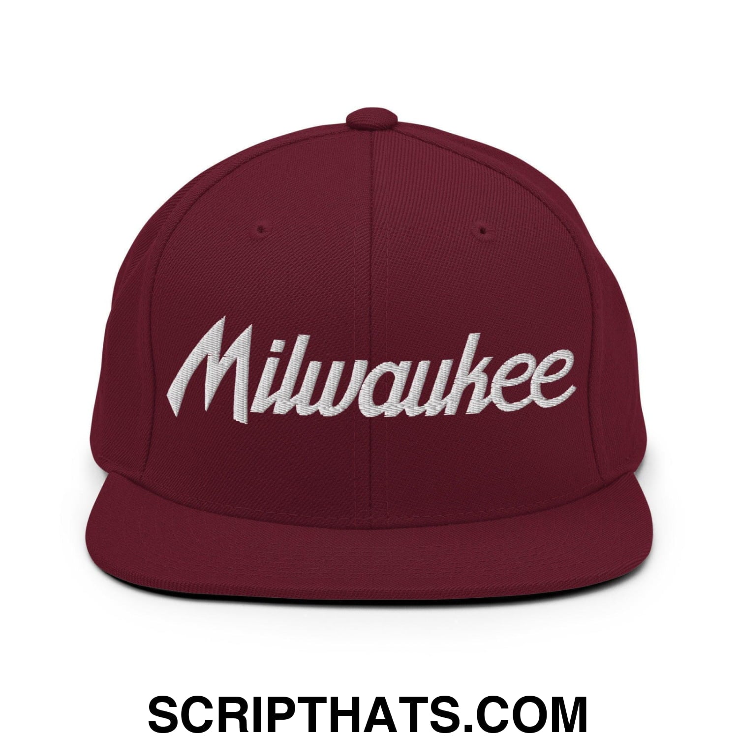 Milwaukee Script Snapback Hat Maroon