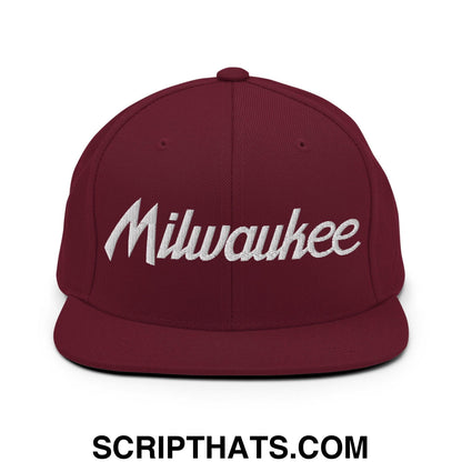 Milwaukee Script Snapback Hat Maroon