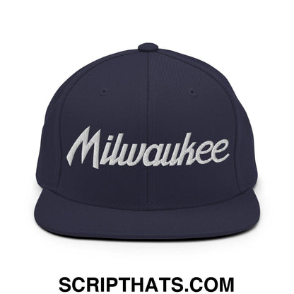 Milwaukee Script Snapback Hat Navy