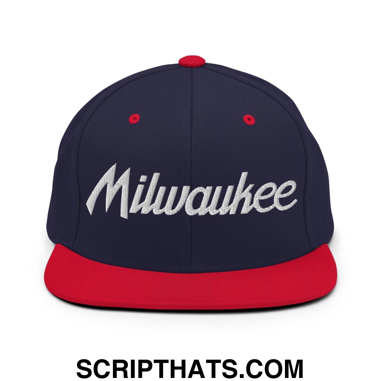 Milwaukee Script Snapback Hat Navy Red