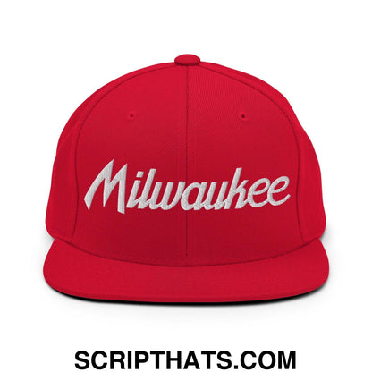 Milwaukee Script Snapback Hat Red