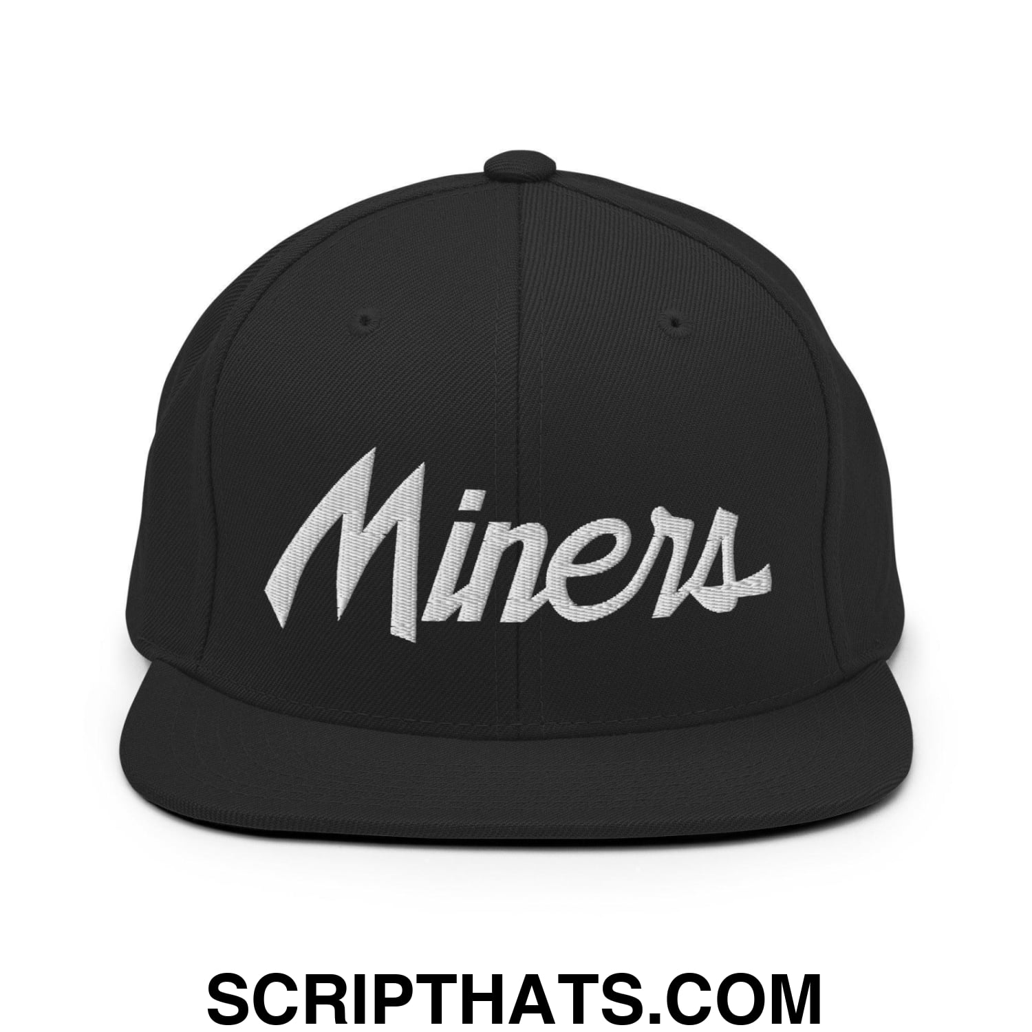 Miners School Mascot Script Snapback Hat Black