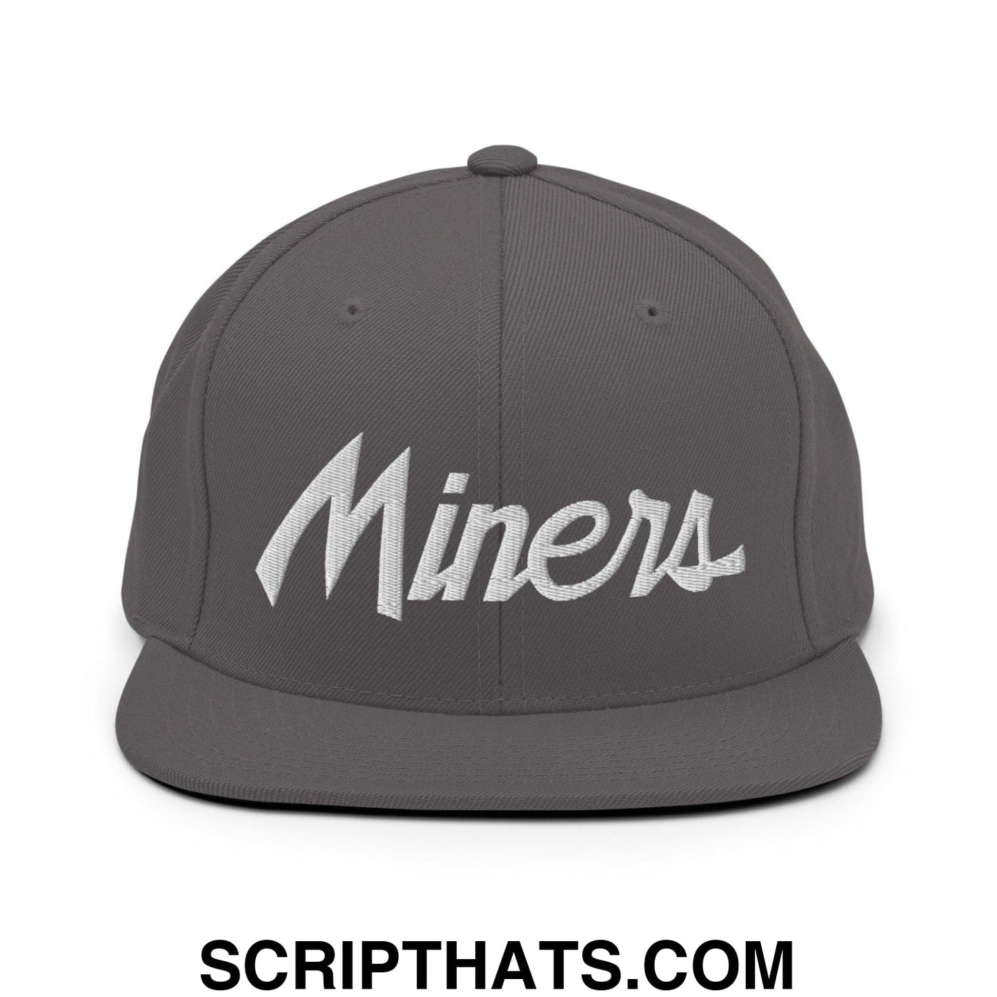 Miners School Mascot Script Snapback Hat Dark Grey