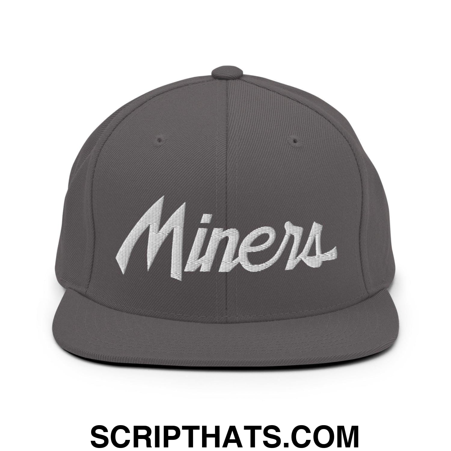 Miners School Mascot Script Snapback Hat Dark Grey