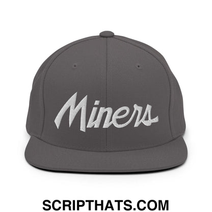 Miners School Mascot Script Snapback Hat Dark Grey