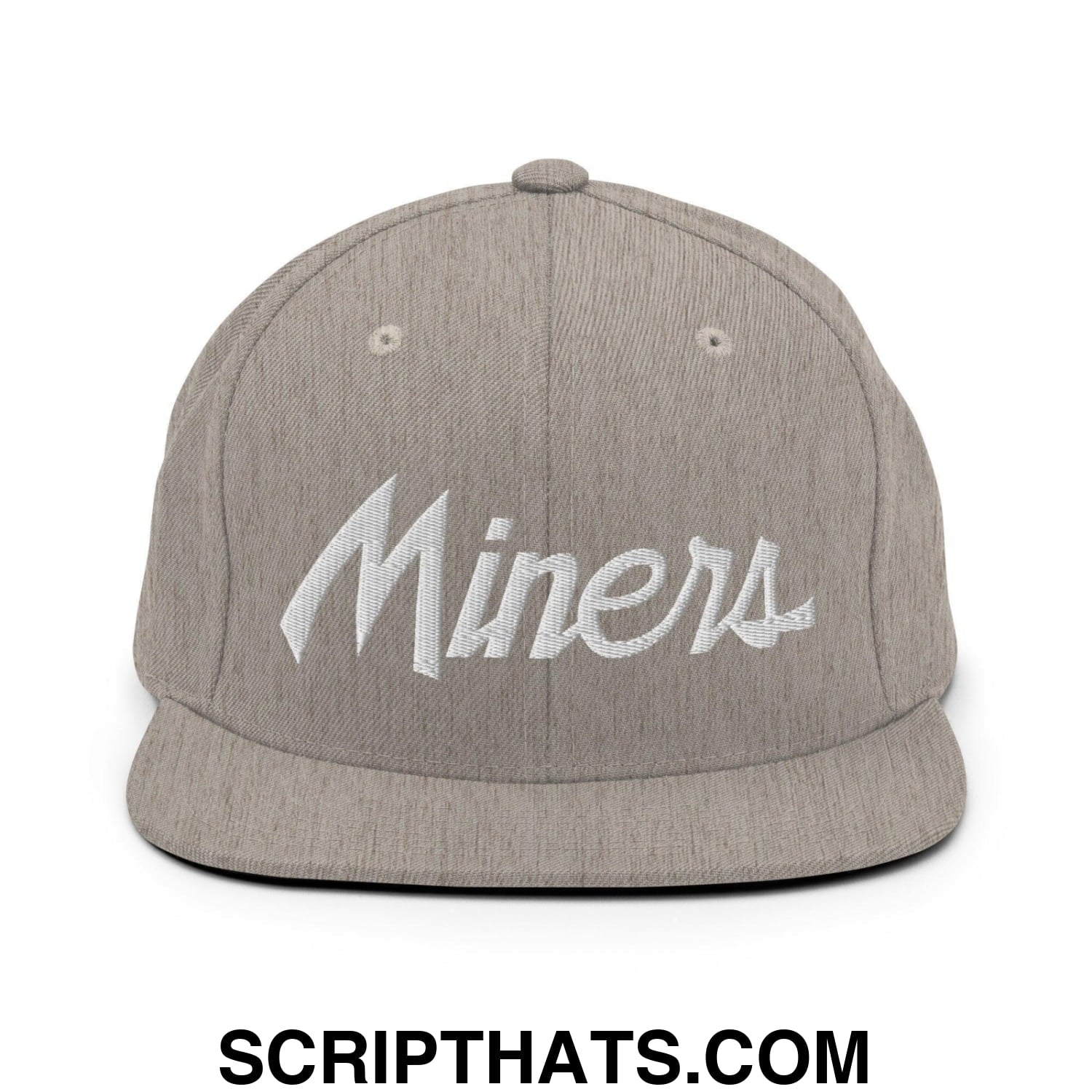 Miners School Mascot Script Snapback Hat Heather Grey