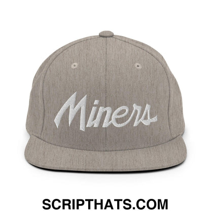 Miners School Mascot Script Snapback Hat Heather Grey