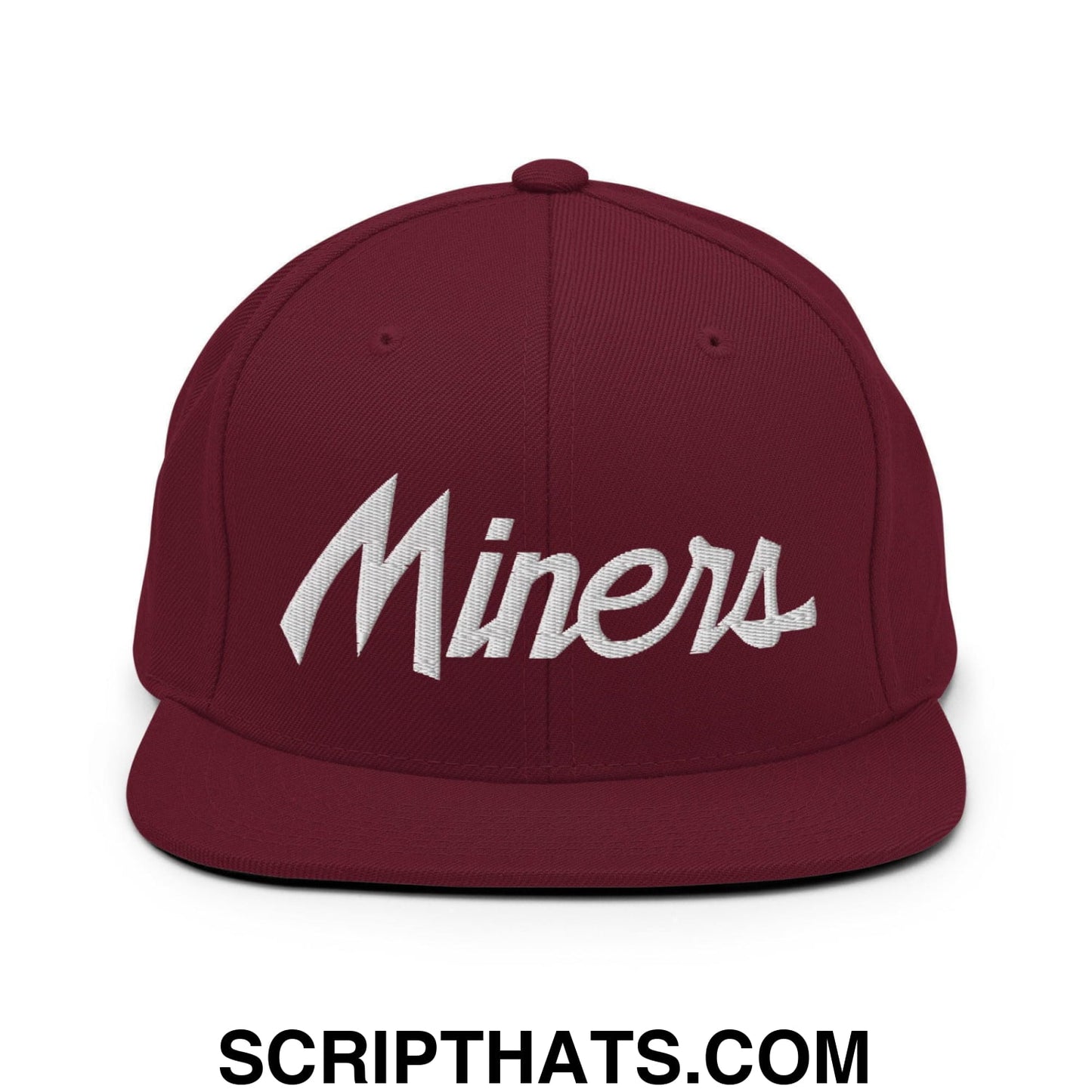 Miners School Mascot Script Snapback Hat Maroon