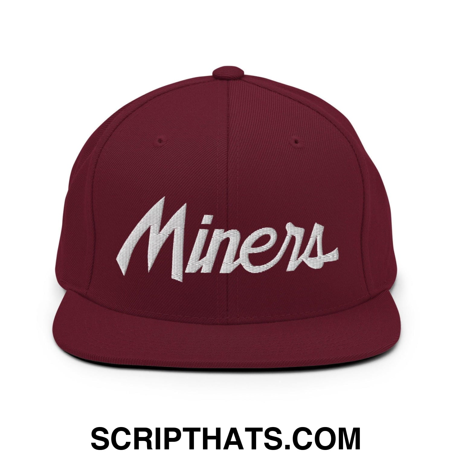 Miners School Mascot Script Snapback Hat Maroon
