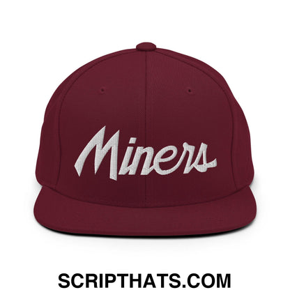 Miners School Mascot Script Snapback Hat Maroon