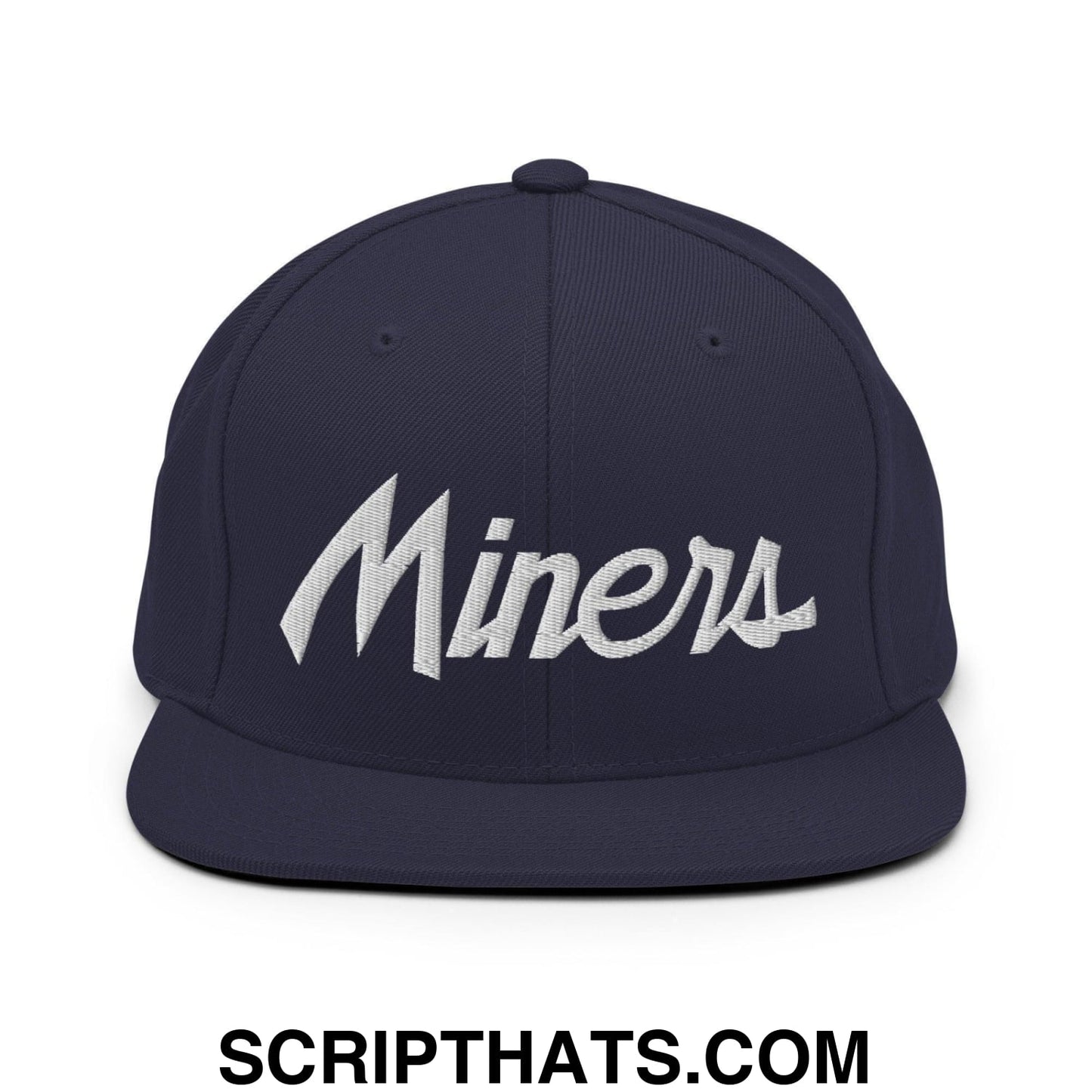 Miners School Mascot Script Snapback Hat Navy