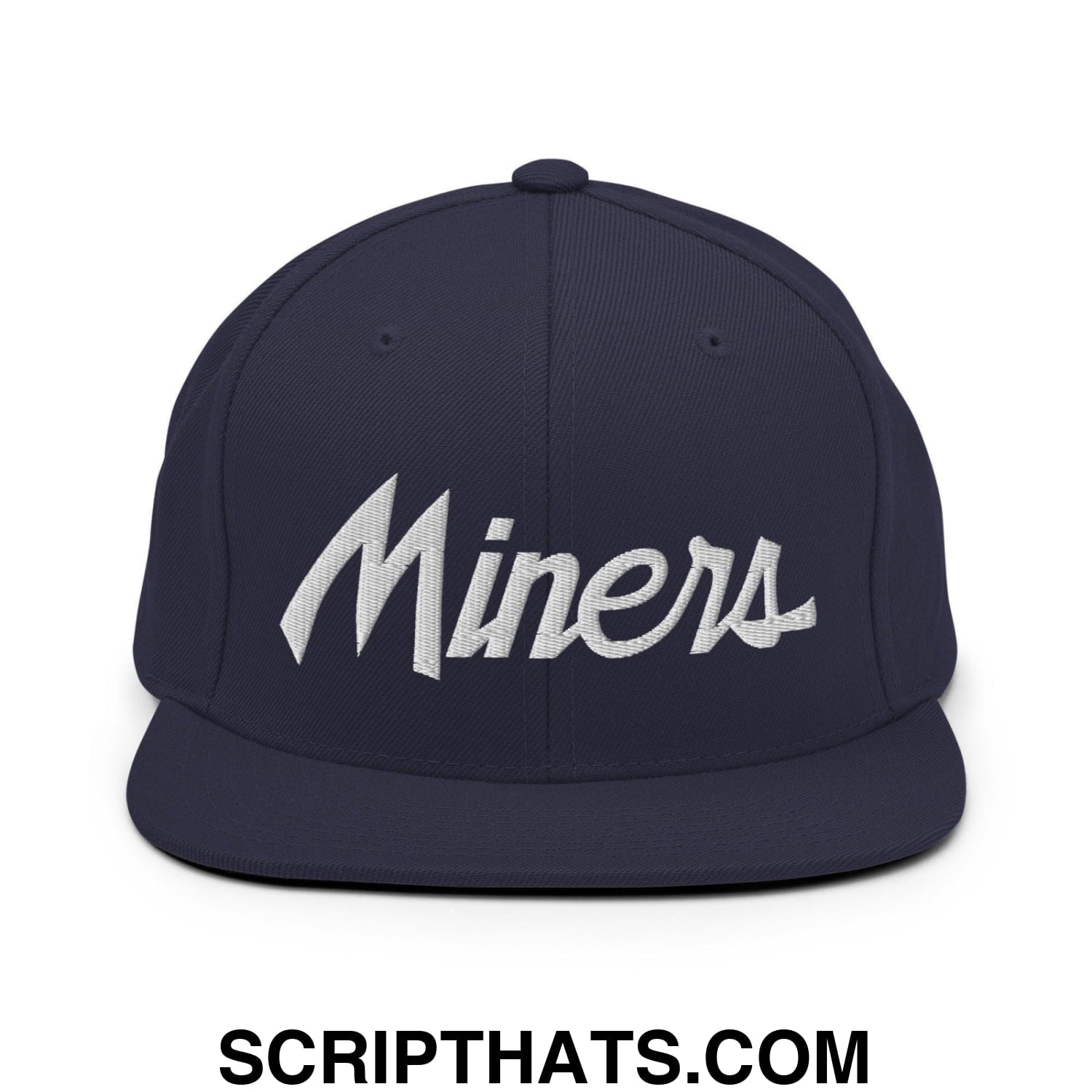 Miners School Mascot Script Snapback Hat Navy