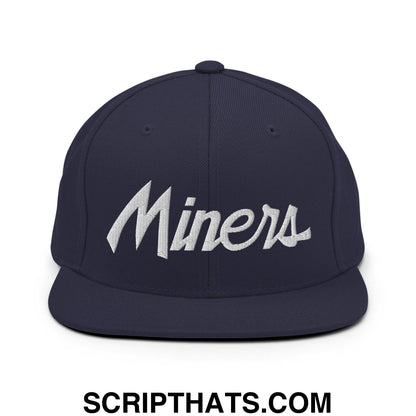 Miners School Mascot Script Snapback Hat Navy