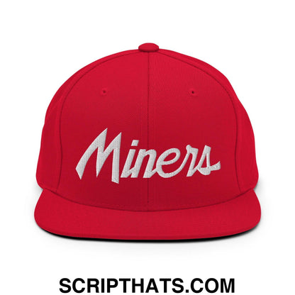 Miners School Mascot Script Snapback Hat Red