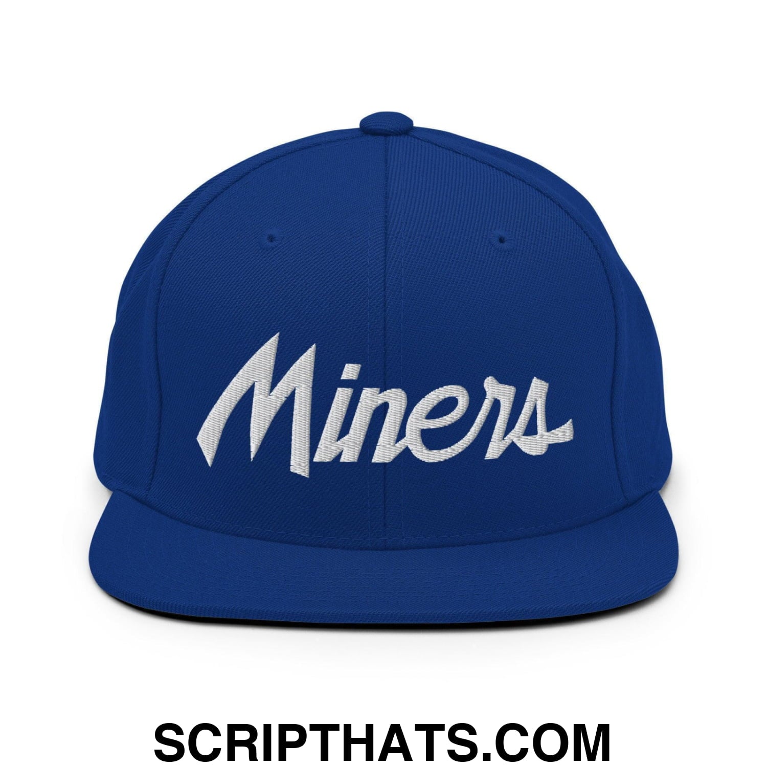 Miners School Mascot Script Snapback Hat Royal Blue