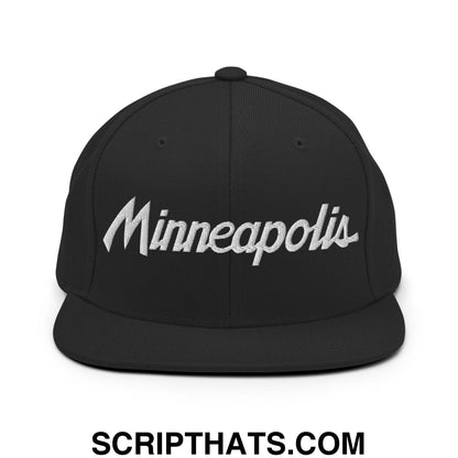 Minneapolis Script Snapback Hat Black